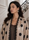 Beige and black polka dot