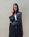 N0007 - Black Satin Floral-Patterned