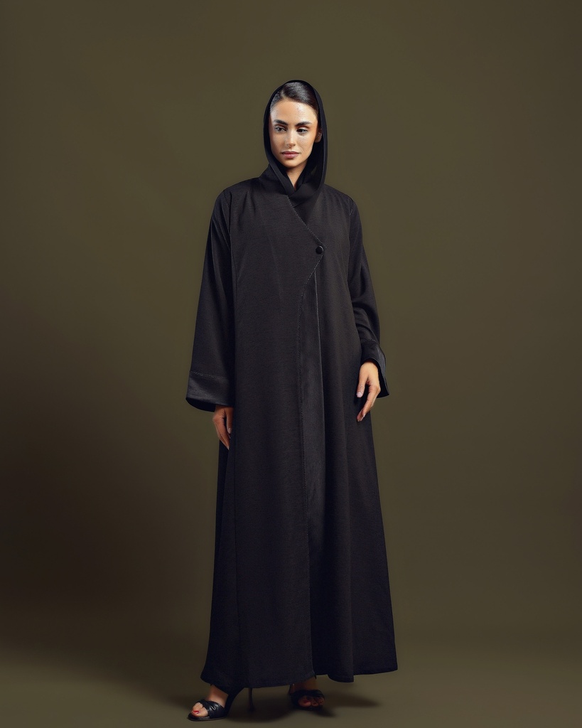D-S0007 Black Asymmetric Button-Closure 
