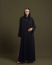 D-S0013 Black Curved-Placket Abaya