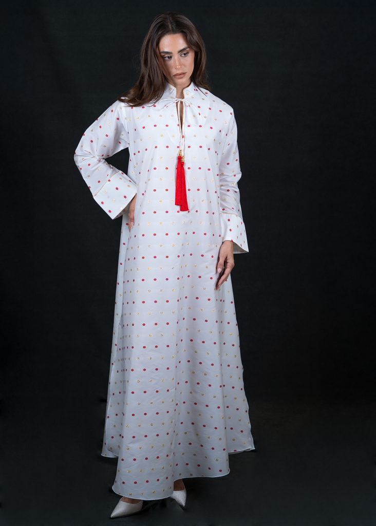 D-R0001 Red Polka Dot Jalabiya