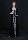 D2-0012 Black Abaya with Vertical White Embroidery