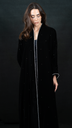 D2-0001 Crystal-Dotted Abaya with Pearl Trim 