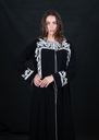 D2-0005 Majestic, White-Embroidered Abaya