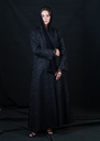 D2-0006 Midnight Jacquard Lace-Cuff Abaya