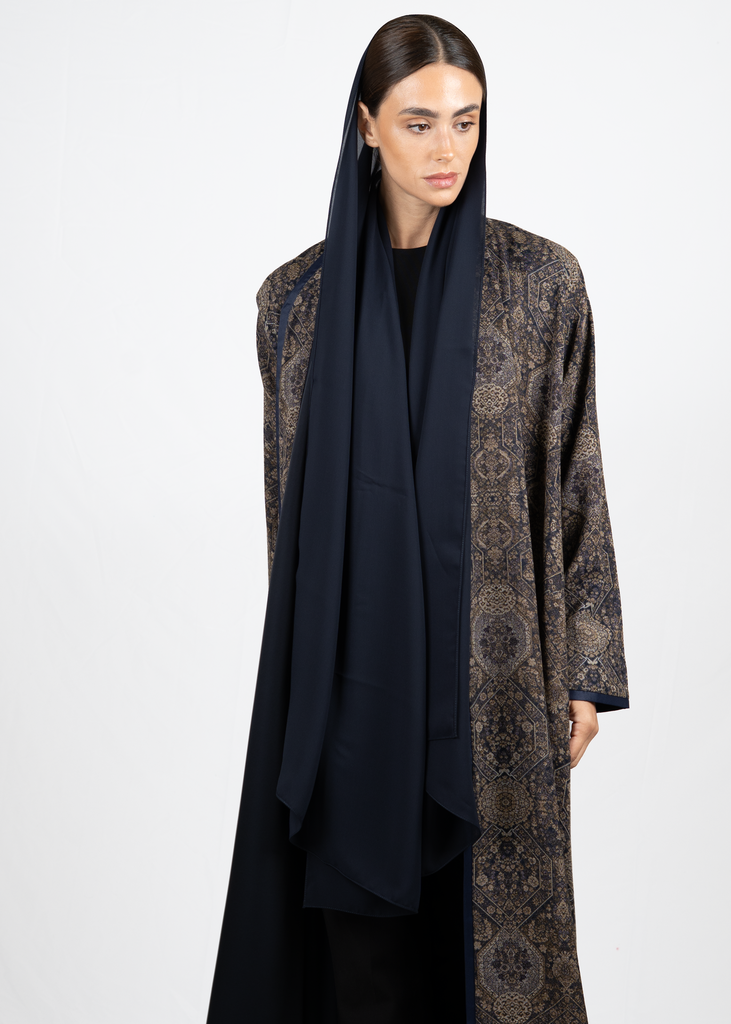 D4-0001 Navy and Bronze Tapestry Abaya