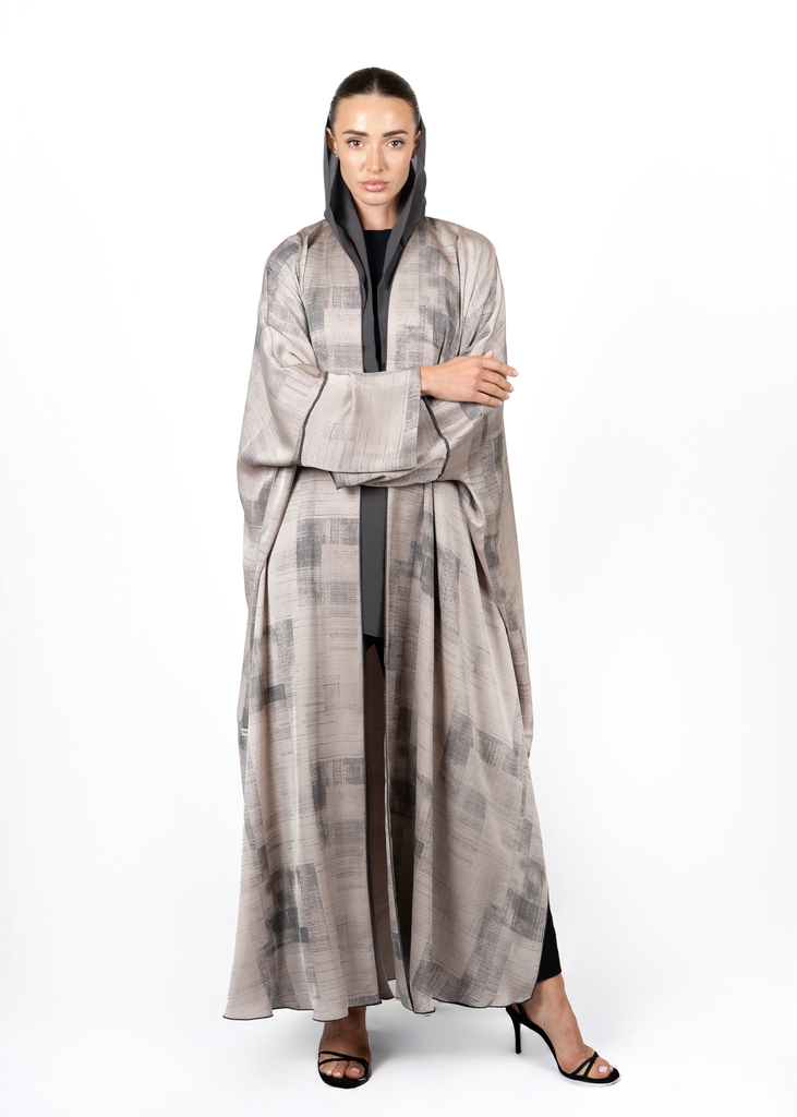 D4-0010 Taupe Silk Bisht Abaya