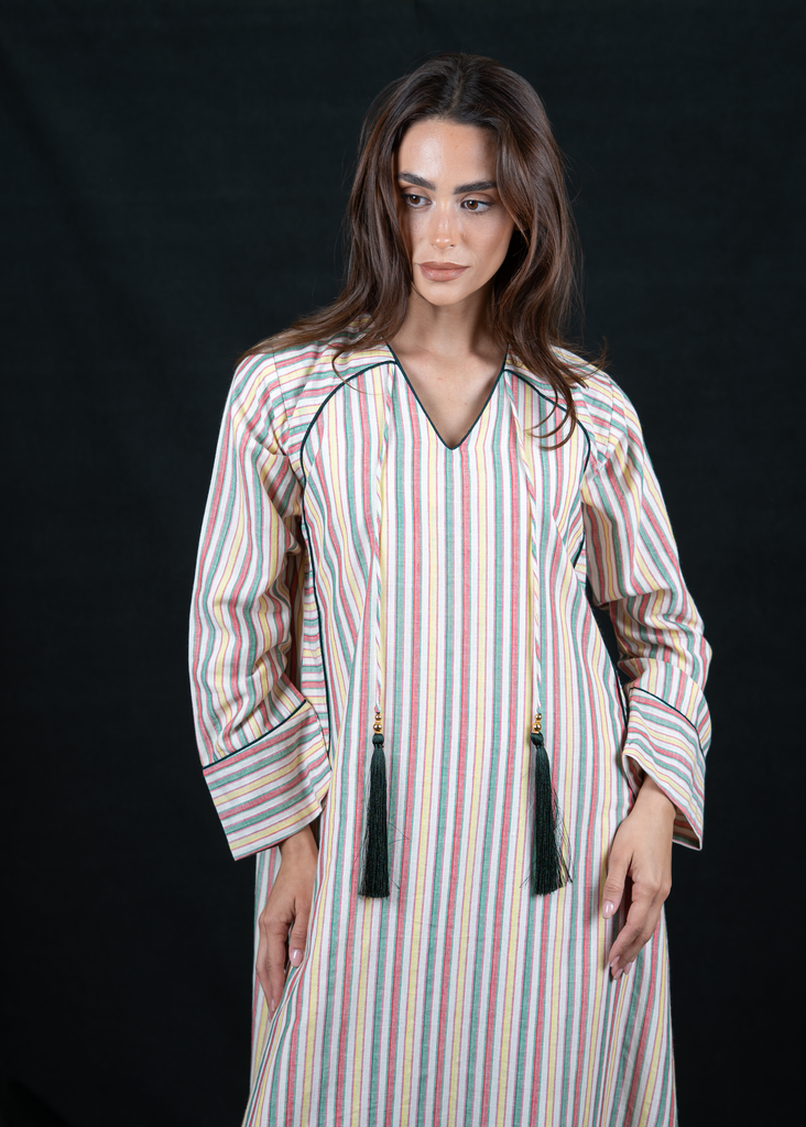D-R0008 Pastel Multi-Stripe Jalabiya