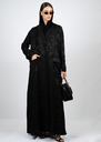 D-T0007 Black Floral Jacquard Trench