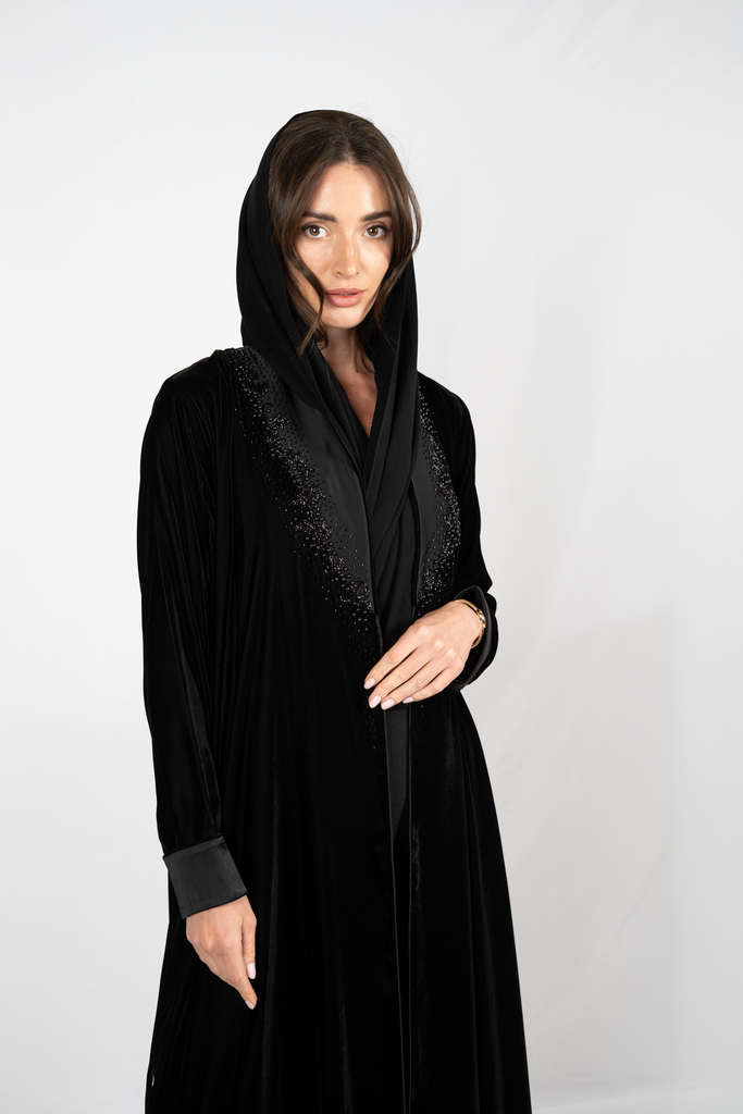 D4-0019 Black Velvet Shawl Beaded