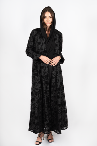 D4-0007 Black Floral Abaya