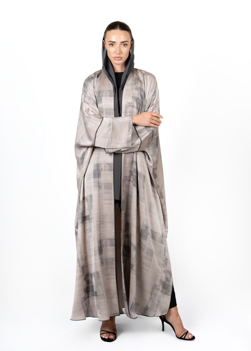D4-0010 Taupe Silk Bisht Abaya