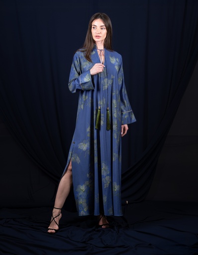 D-R0014 Denim Blue Leaf Jalabiya