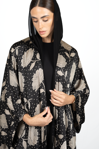 D3-0003 Black  Floral and Polka-Dot Prin